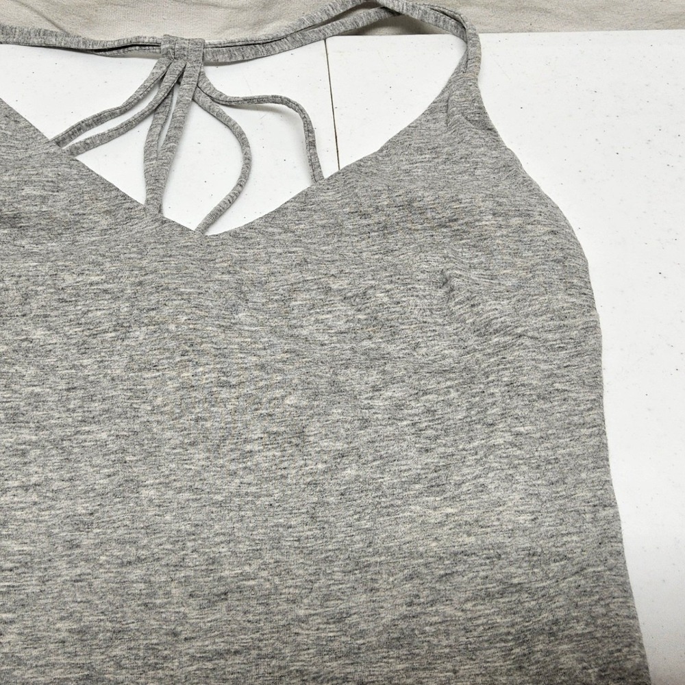 Solemio Bodysuit Womens Small Gray Strappy Back V-Neck Cotton Blend ST1487